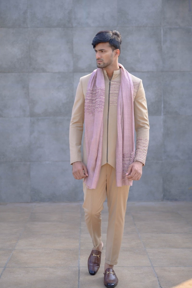Beige Stylised Jodhpuri Jacket Set
