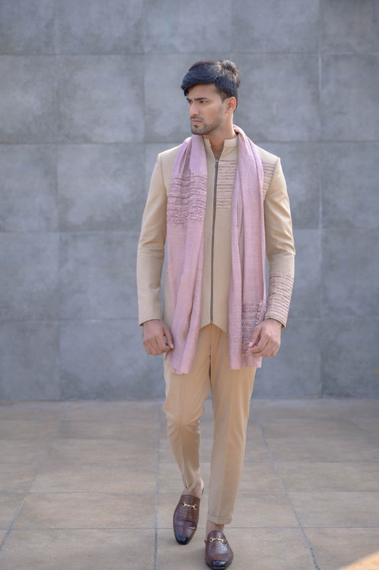 Beige Stylised Jodhpuri Jacket Set