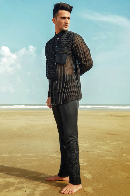 Cord Textured Organza Shirt and Trousers